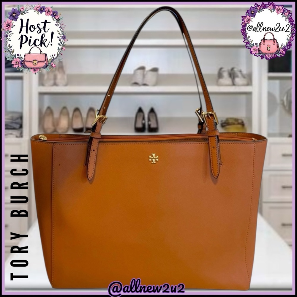Tory Burch Cardamom Extra Large Zippered Tote with Leather Tassel